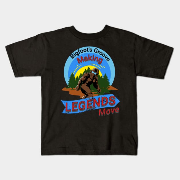 Bigfoot's Groove Making Legends Move - Bigfoot dance Kids T-Shirt by JJ Art Space